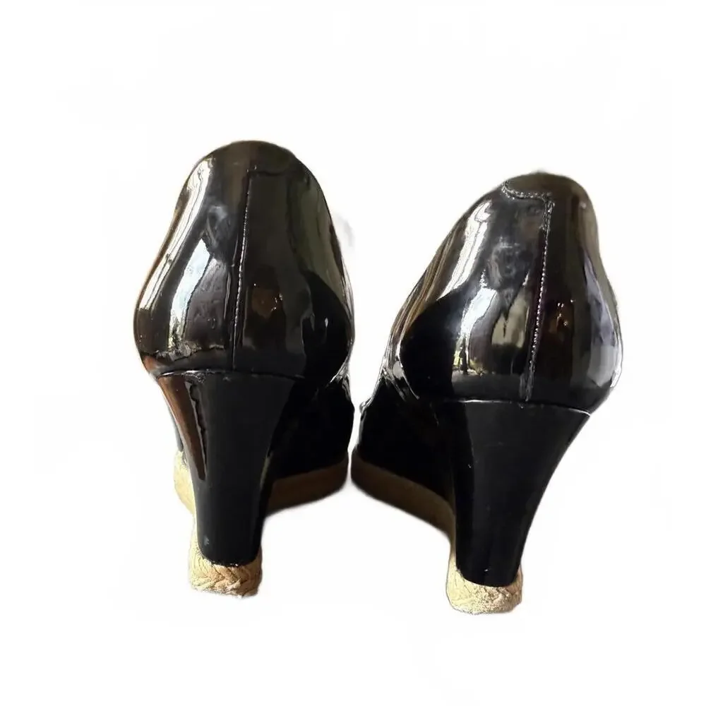 Gucci Black Patent Leather Wedge Heels with Gold Horsebit Detail, EU 39 - Picture 4 of 9
